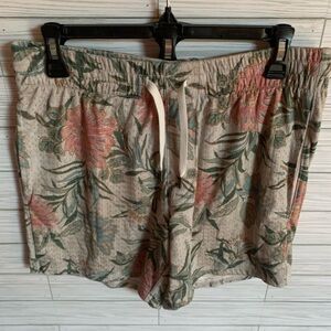 American eagle tropical Floral Drawstring Lounge mesh Shorts in Beige